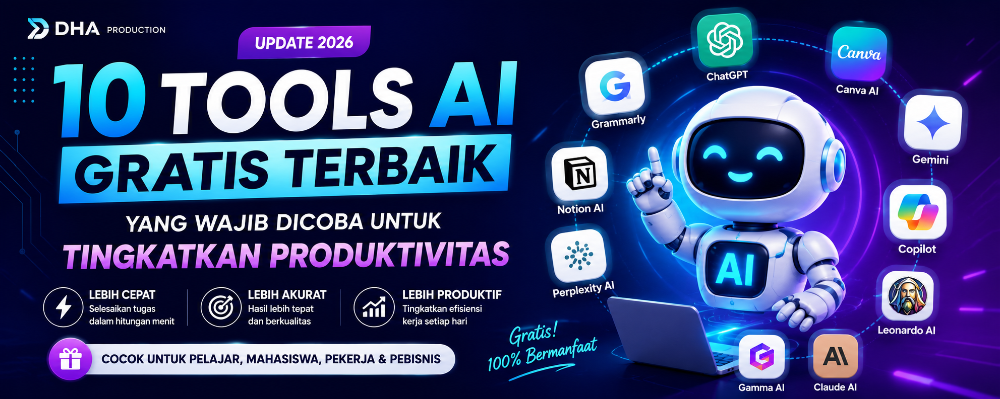 10 Tools AI Gratis Terbaik yang Wajib Dicoba Tahun 2026 untuk Meningkatkan Produktivitas