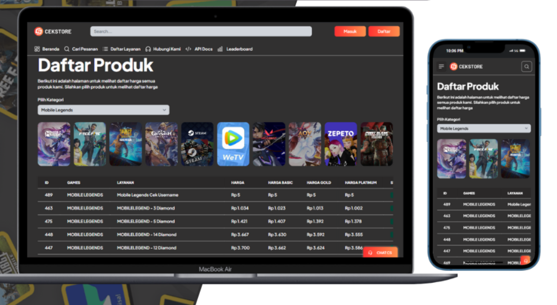 Website Top Up Game dan Pulsa Tahun 3